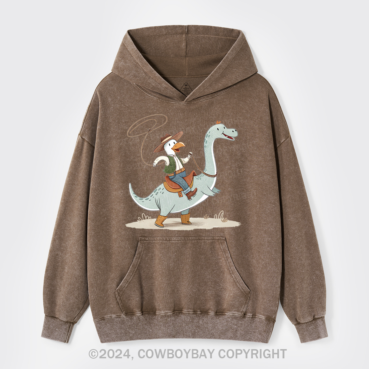 The Dinosaur Wanted To Be A Cowboy Garment-Dye Hoodies