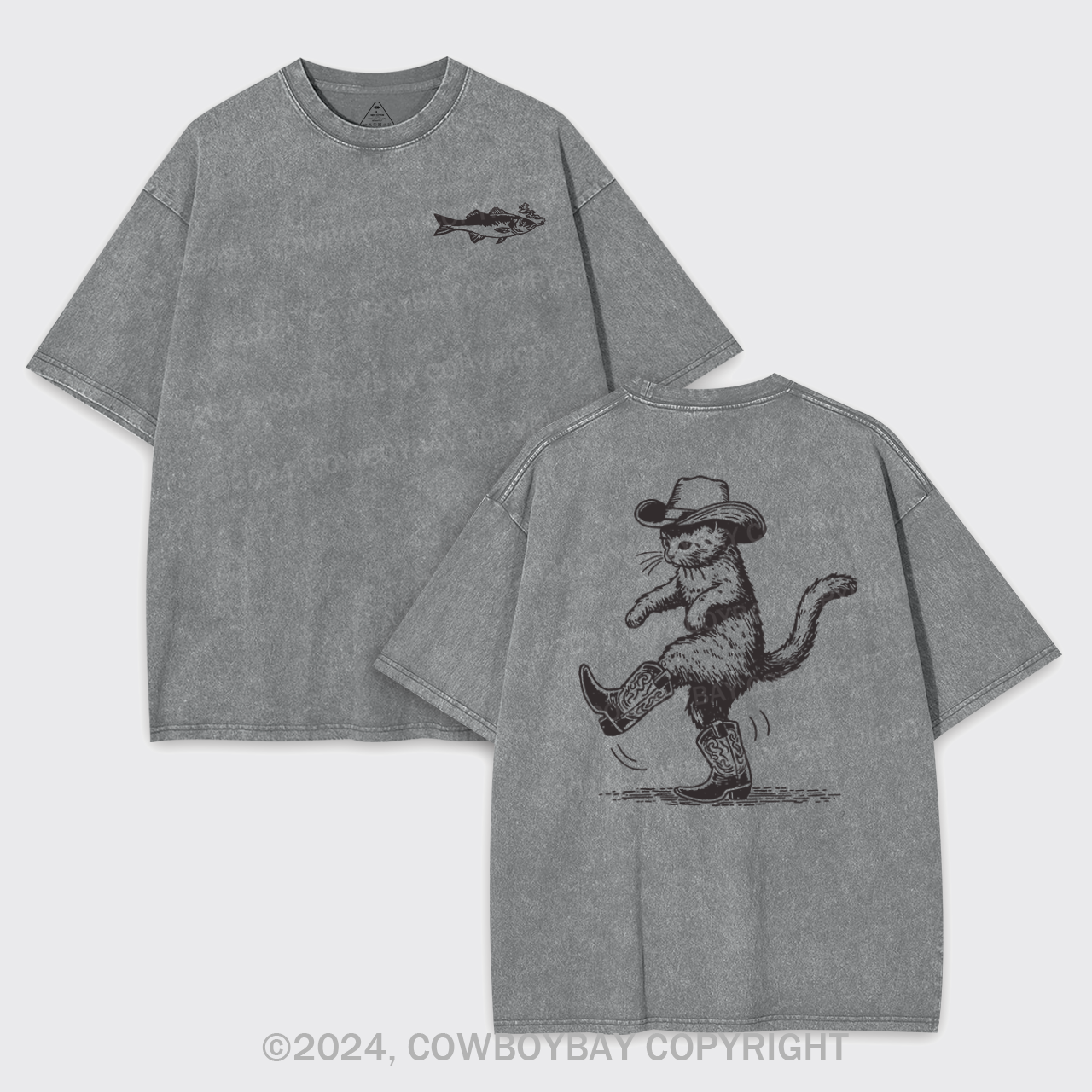 Cowboy Cat Looking for Fish Garment-dye Tees