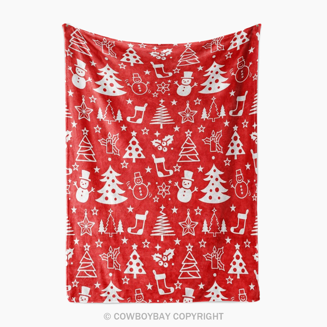  Christmas Snowmen Blanket_Red