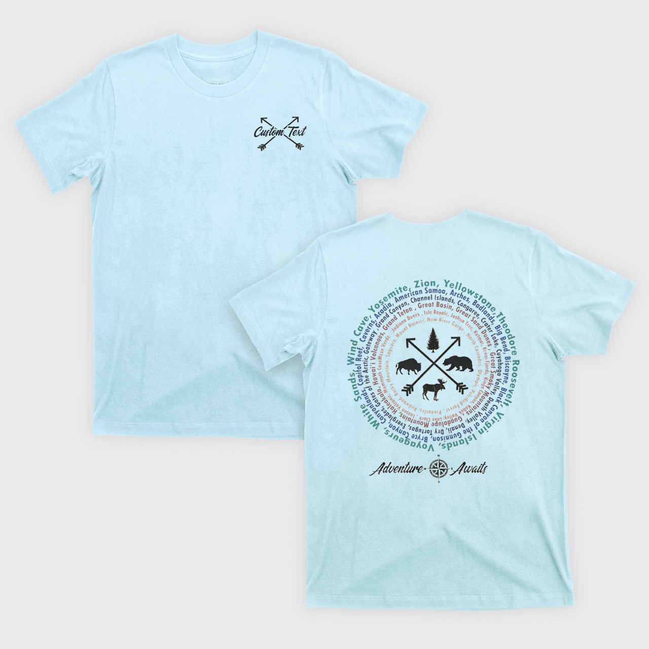 Personalized Compass And 63 National Park T-Shirts