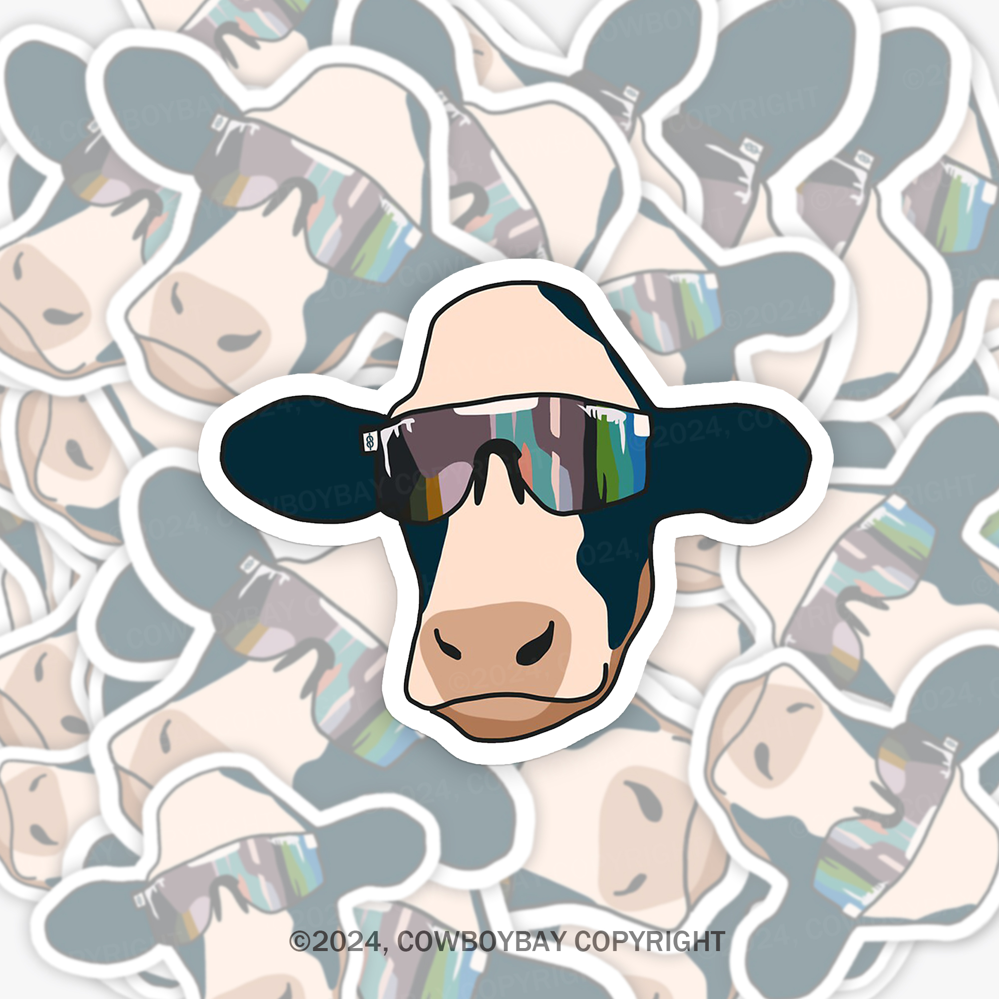 Cow Wearing Pit Vipers Sticker 