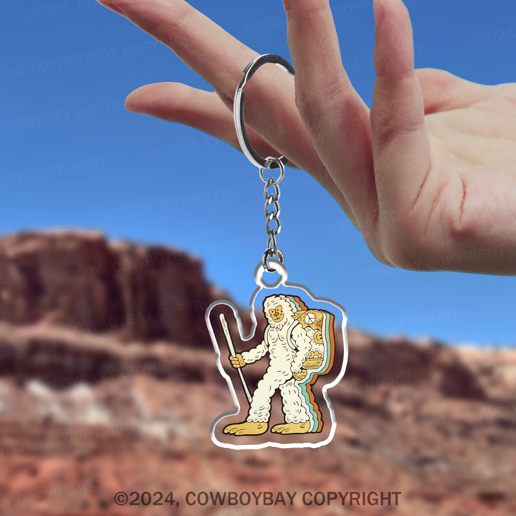 Retro Hiking Yeti Keychain