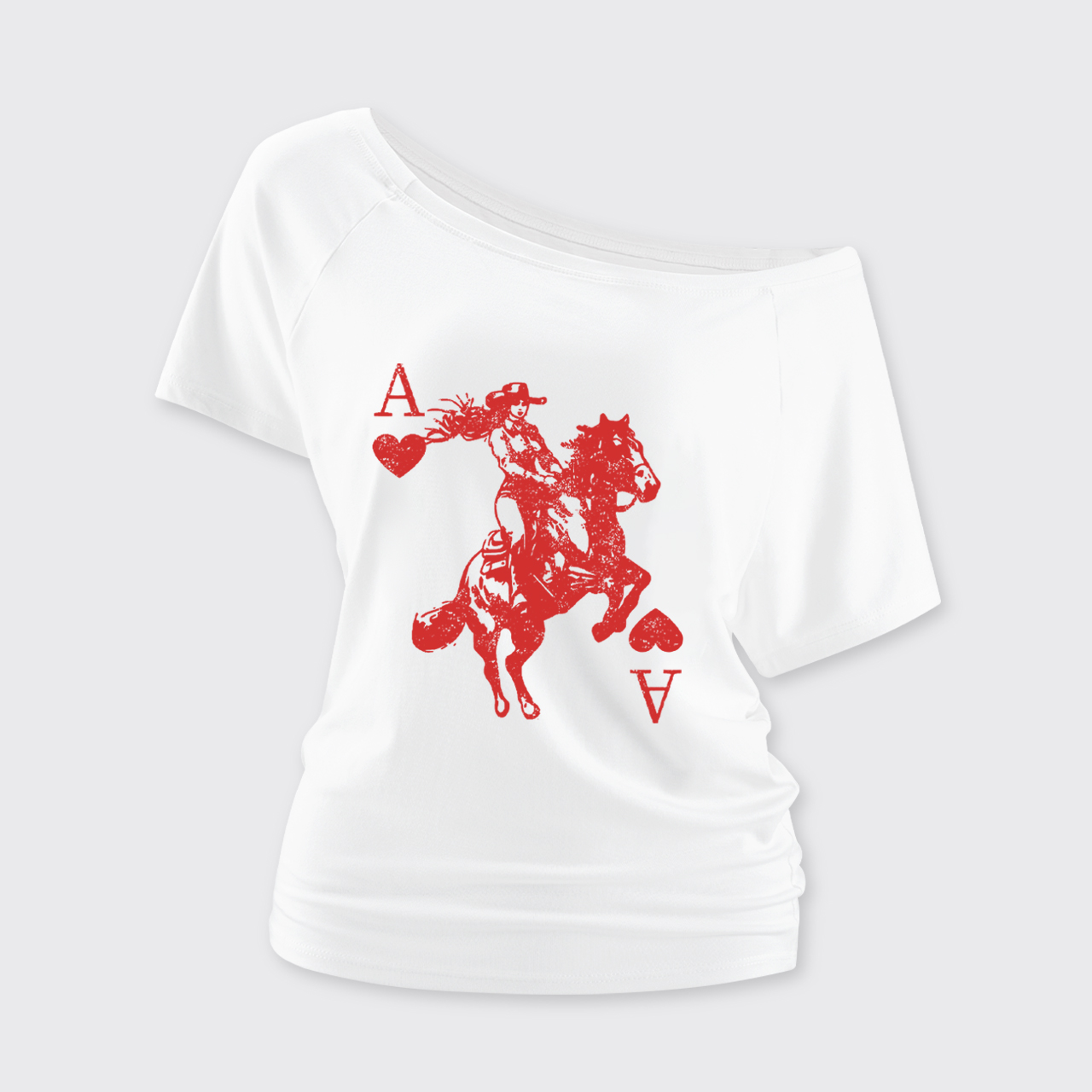 Heart Playing Card Cowgirl Off Shoulder Top