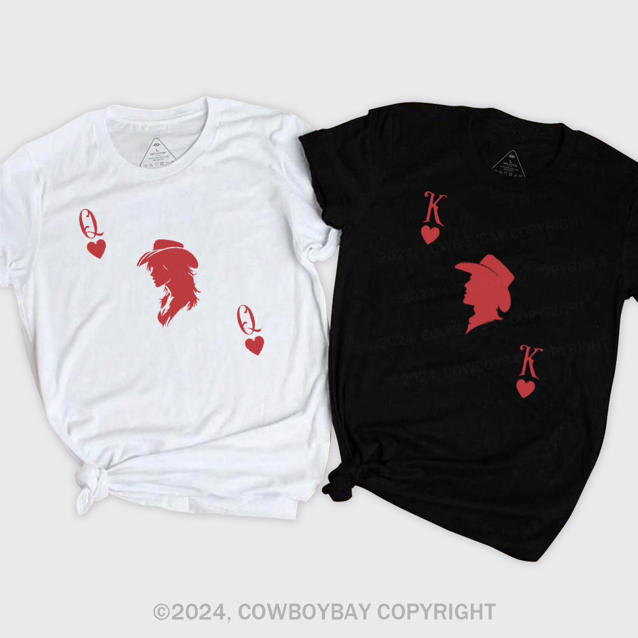Red King And Queen Of Hearts Couples T-Shirts