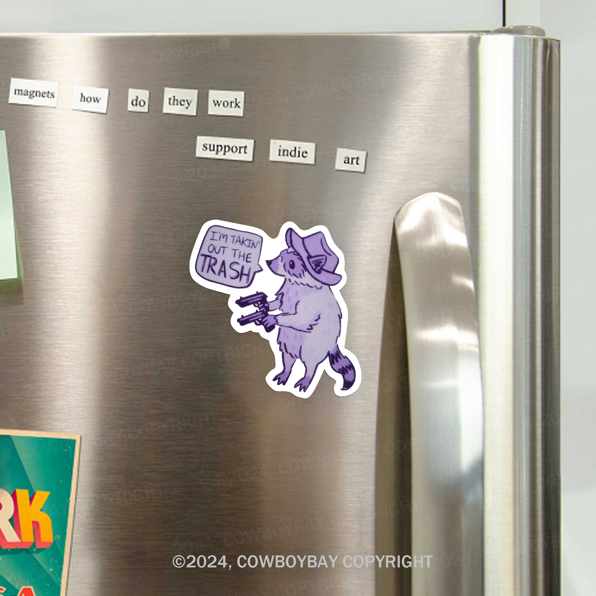 Raccoon Glitter Fridge Magnet