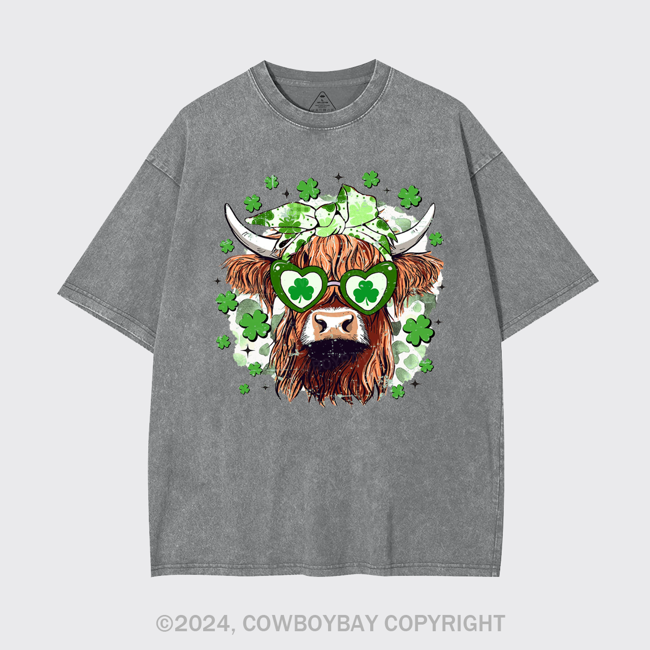 St Patrick's Day Highland Cow Garment-dye Tees