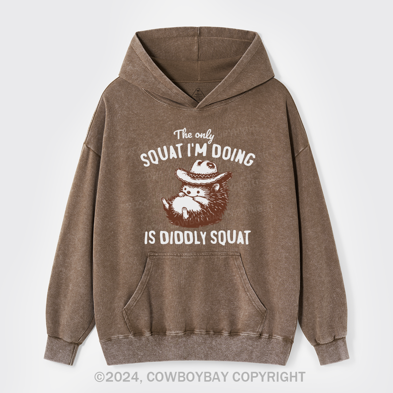 Funny Cowboy Racoon In Vintage Style Garment-Dye Hoodies