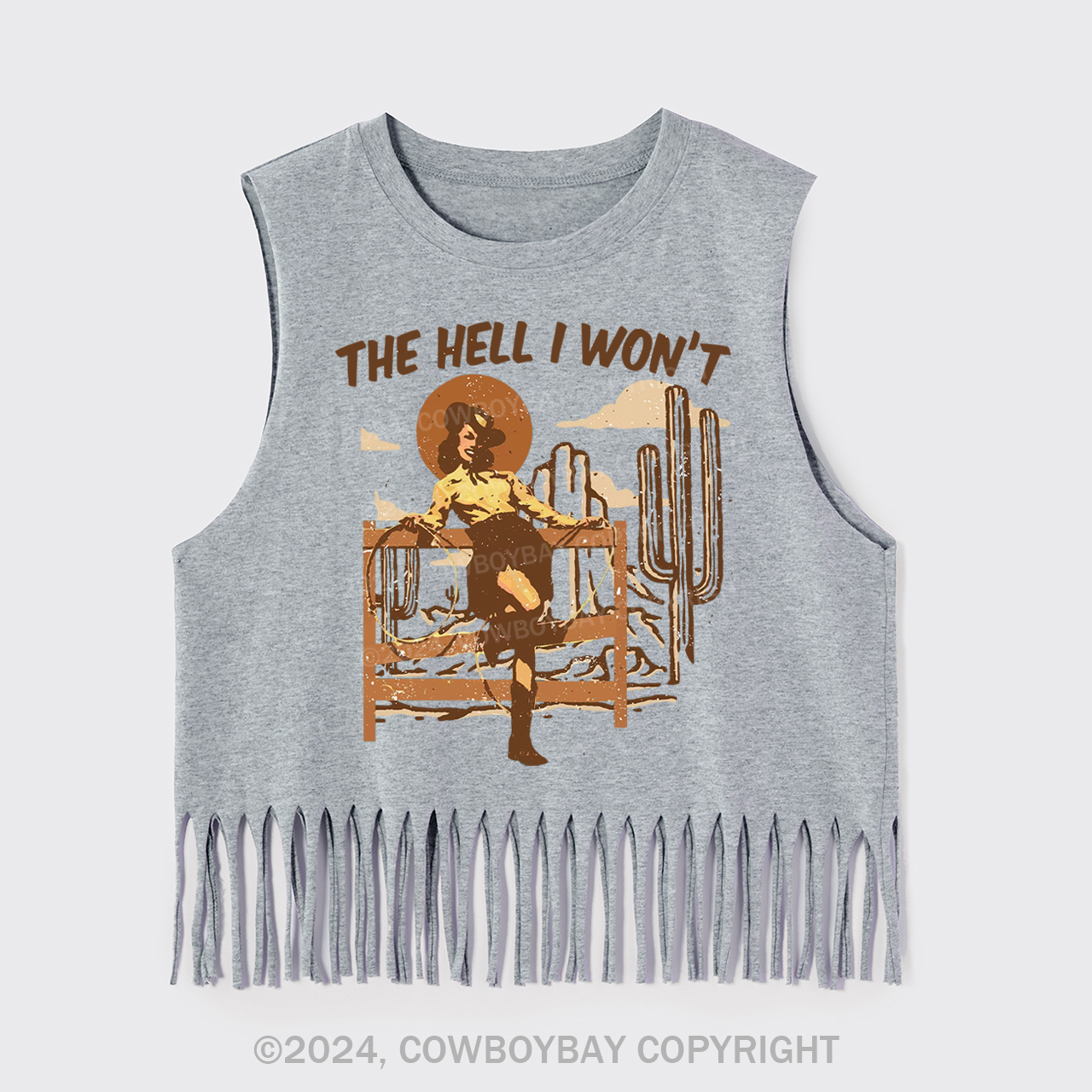 Cowgirl The Hell I won't Fringe Tank