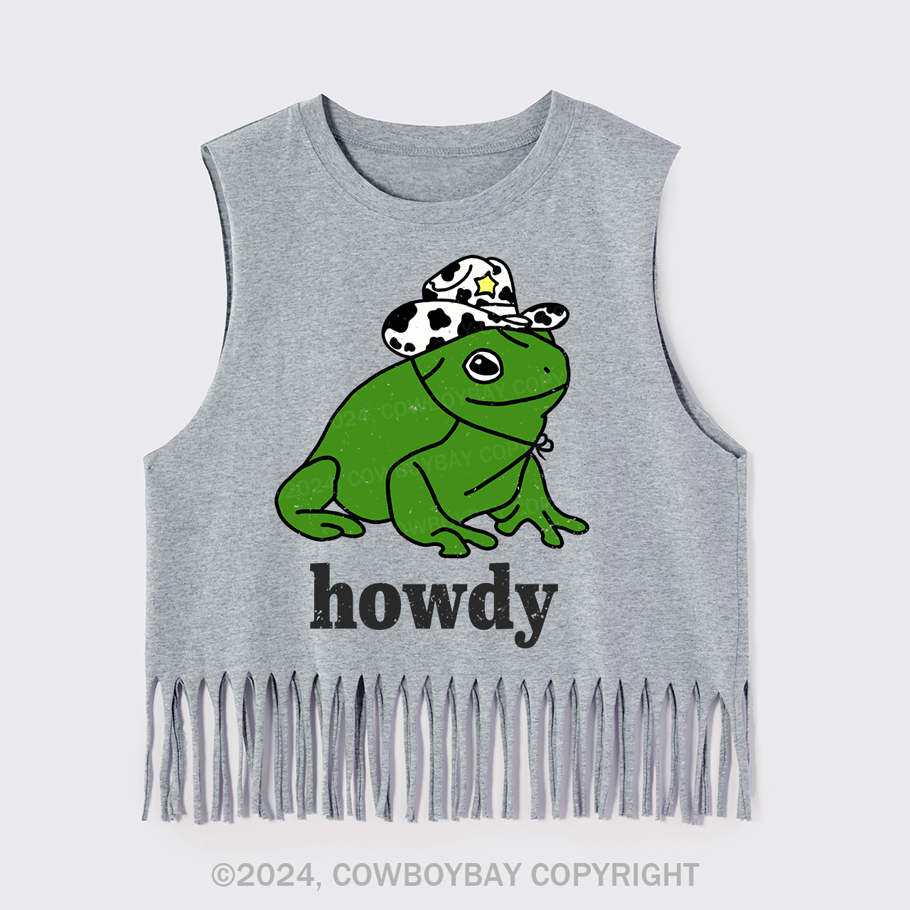 Howdy Cute Frog Fringe Tank