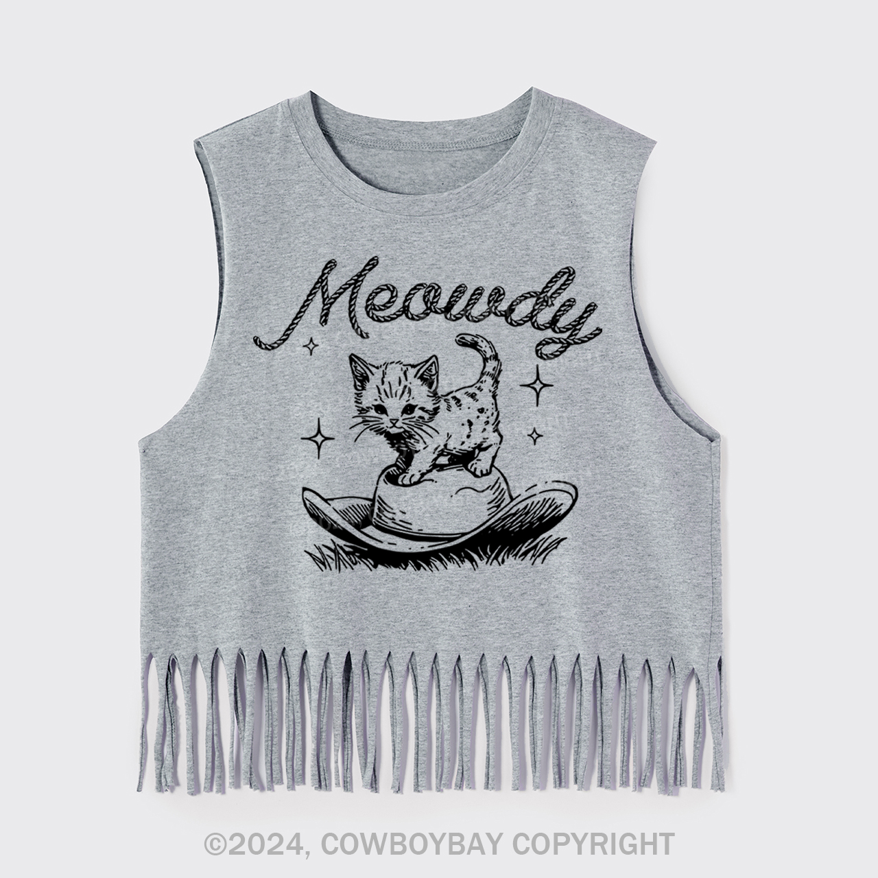 Meowdy Cute Kitten Cat  Fringe Tank