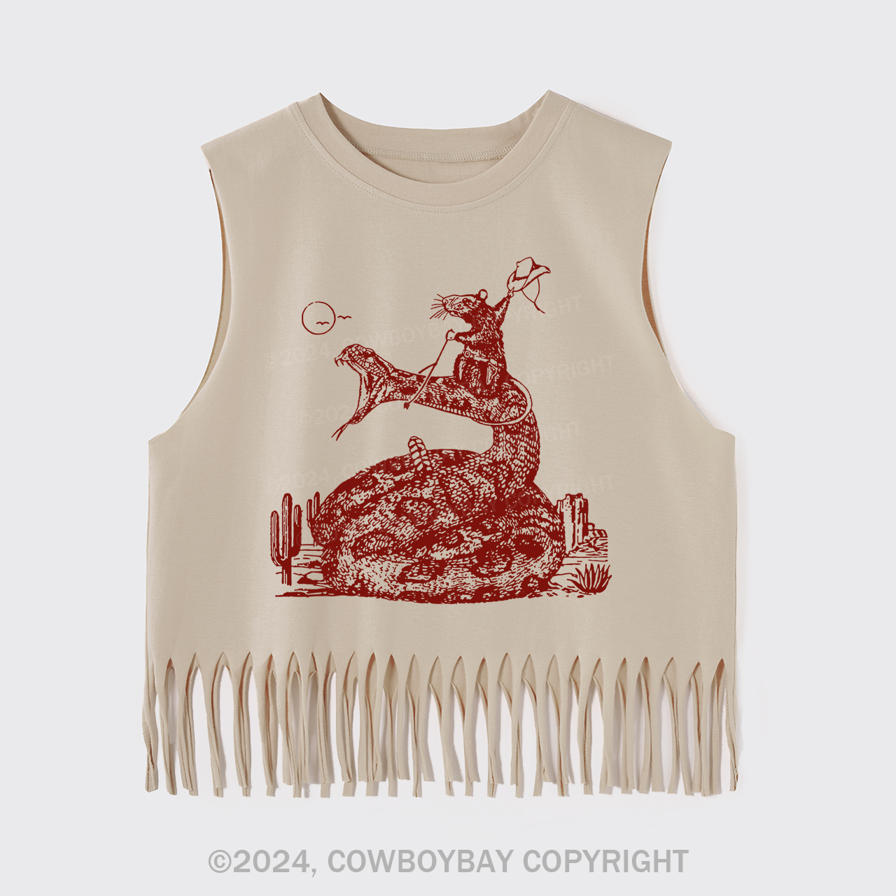 Funny Cowboy Mouse Fringe Tank