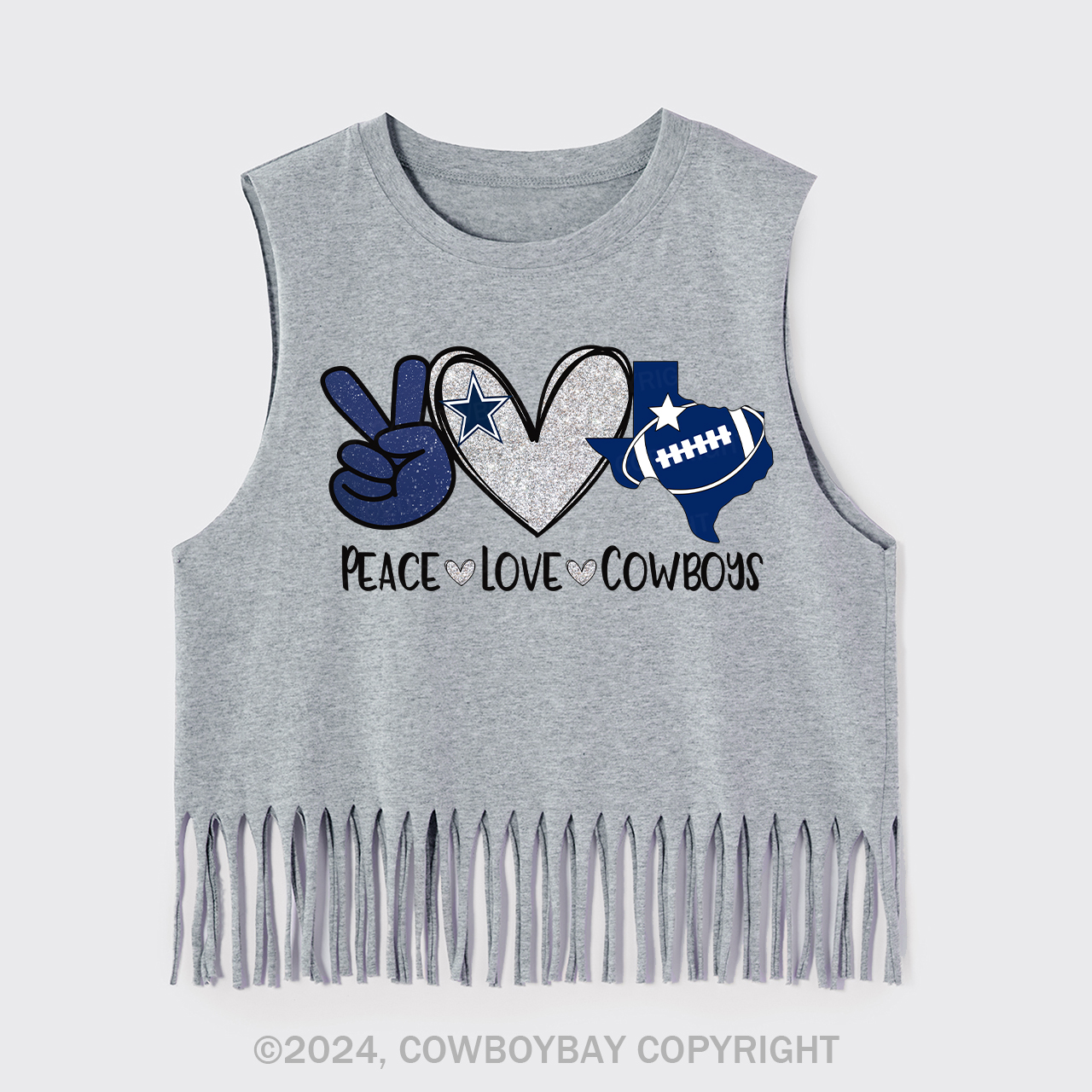 Peace Love America's Team Cowboys Fringe Tank