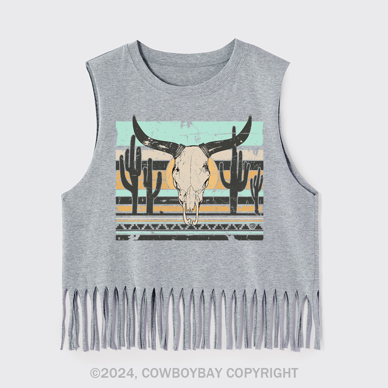 West Wild  Cow Bull Fringe Tank