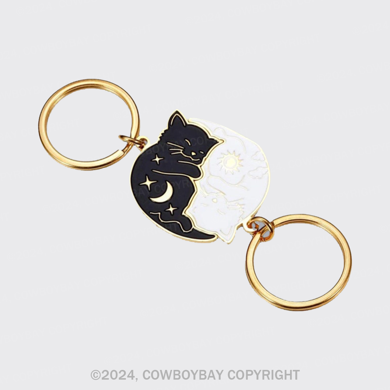 Day & Night Hugging Cat Keychain