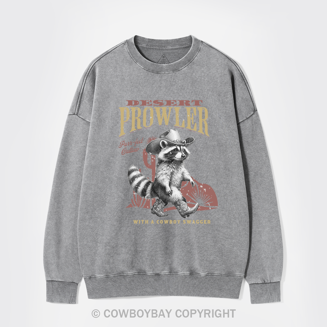 Retro Cowboy Raccoon Washed Sweatshirts