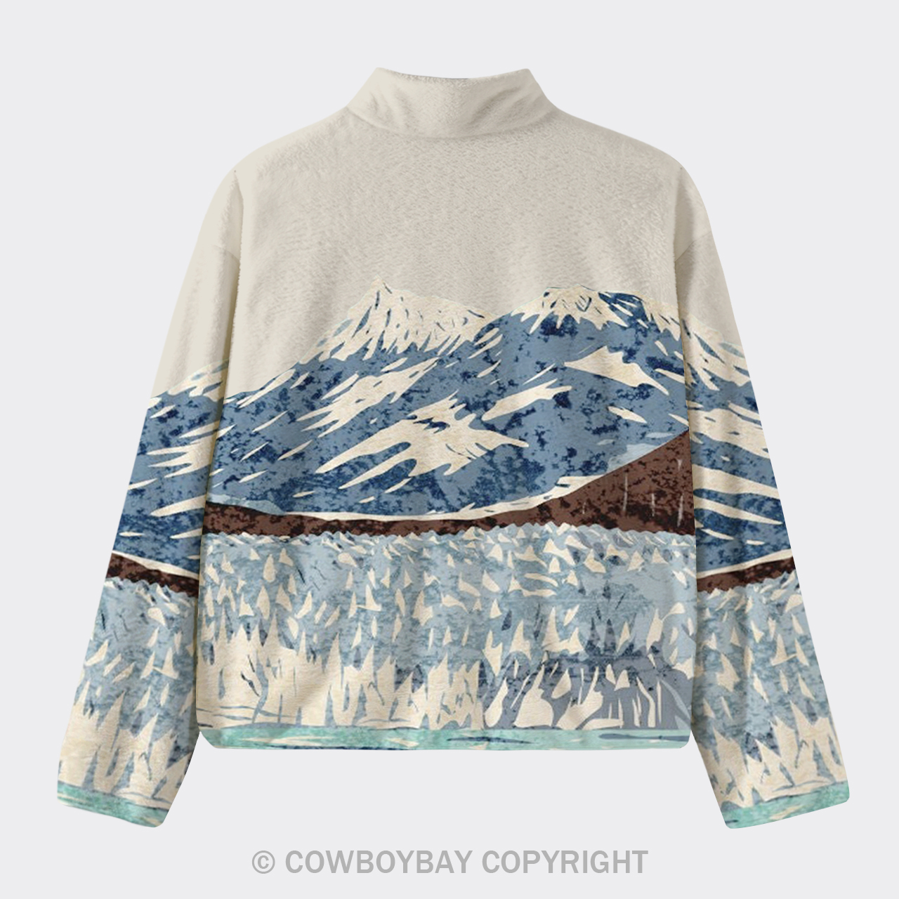 Retro Snow Mountain Glacier Pattern Fleece Jacket