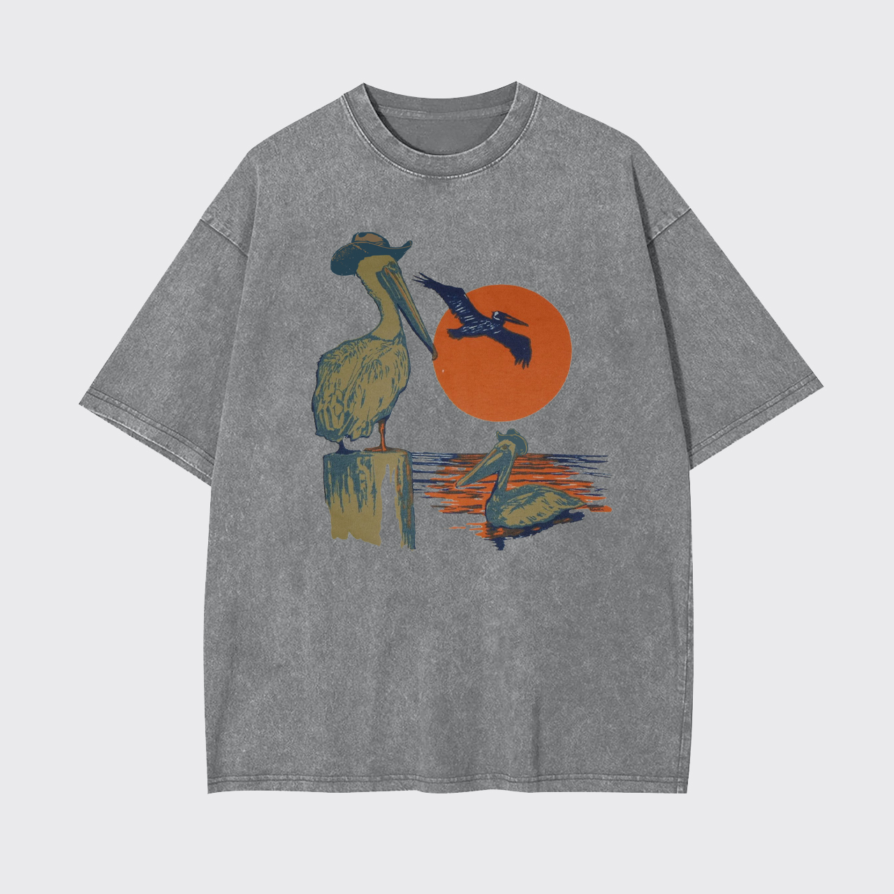 Western Sunset Cowboy Pelican Garment-dye Tees