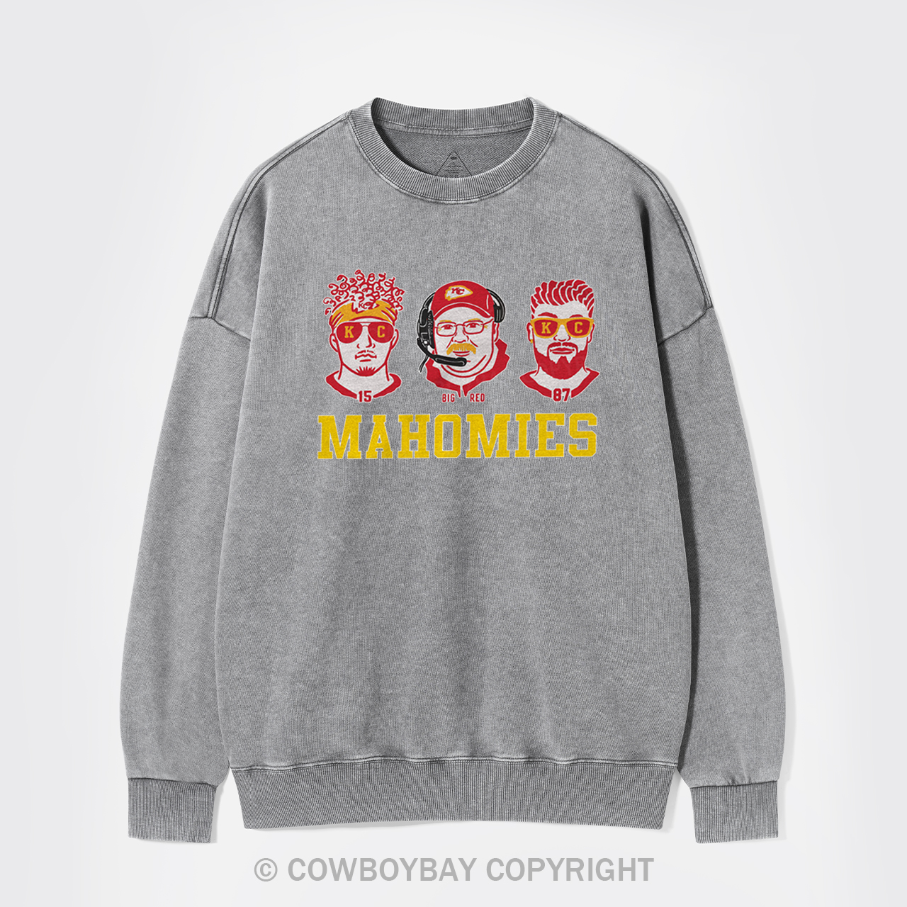 Funny KC Football Mahomies Washed Sweatshirts