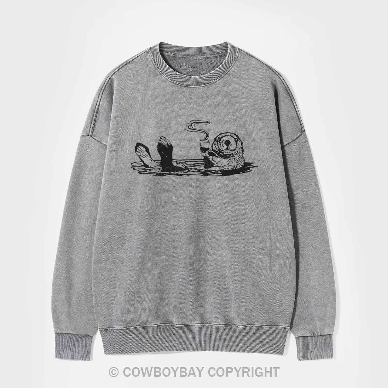 Otters Drink Coffee Washed Sweatshirts