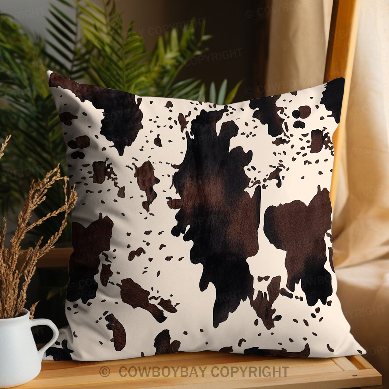 Vintage Cow Print Pillow Cover