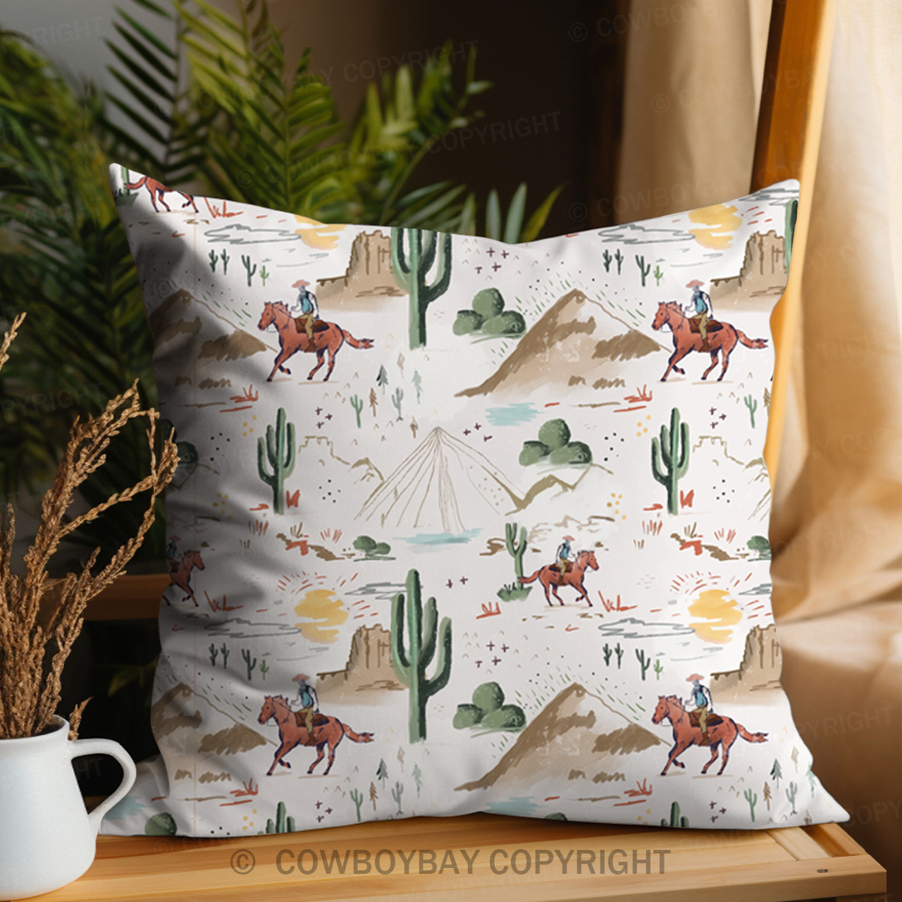 Cactus And Sun Pillow Cover