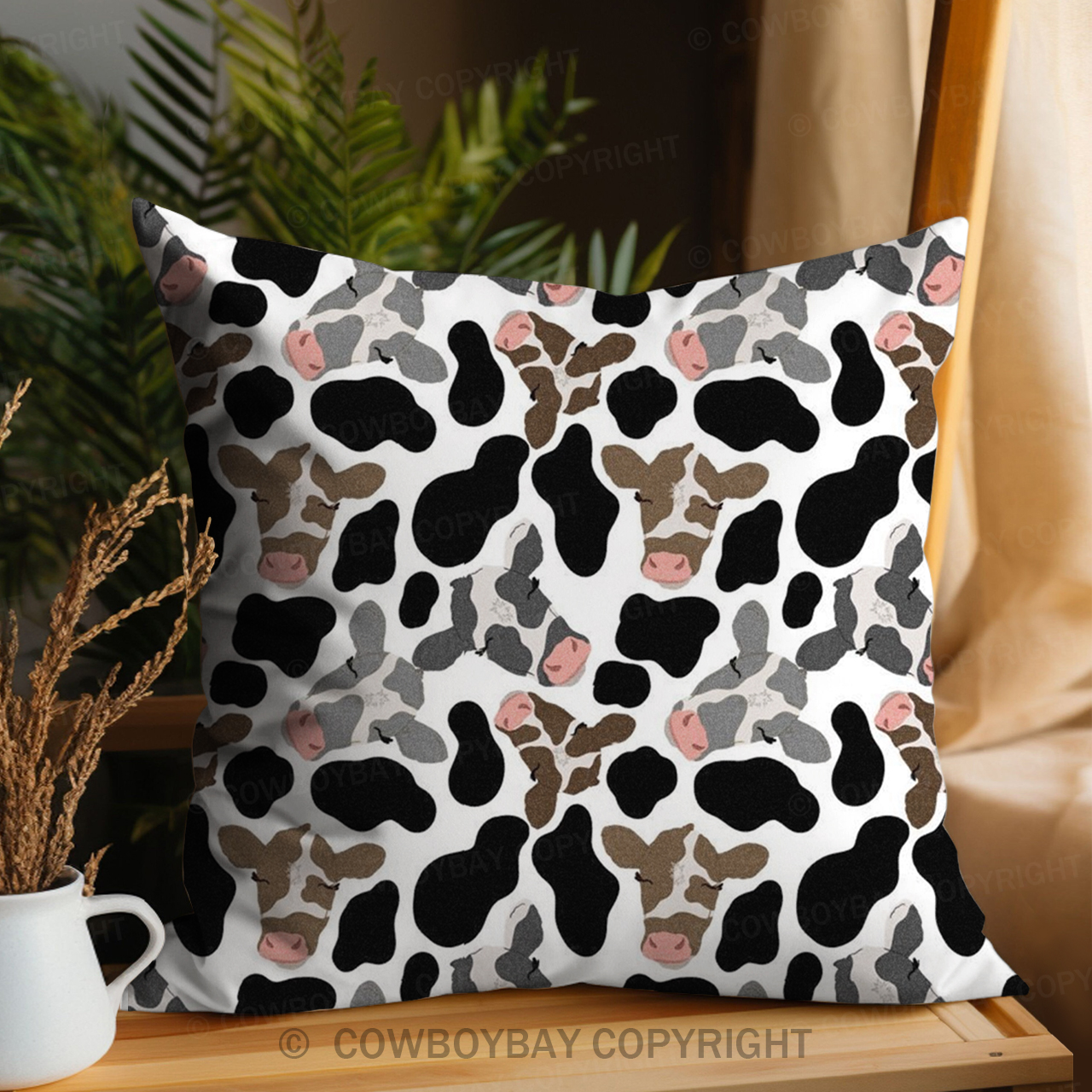 Cow Pattern Tri-color Pillow Cover