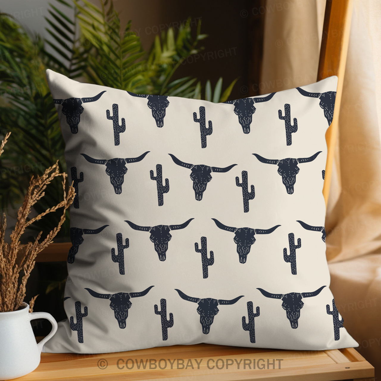 Cow Skulls And Cactus Pillow Cover