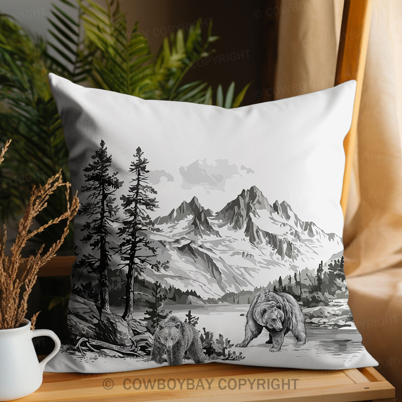 Araffe Bear In The Woods Pillow Cover