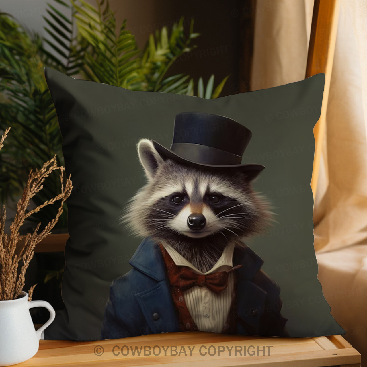 Victorian Aristocrat Raccoon Pillow Cover