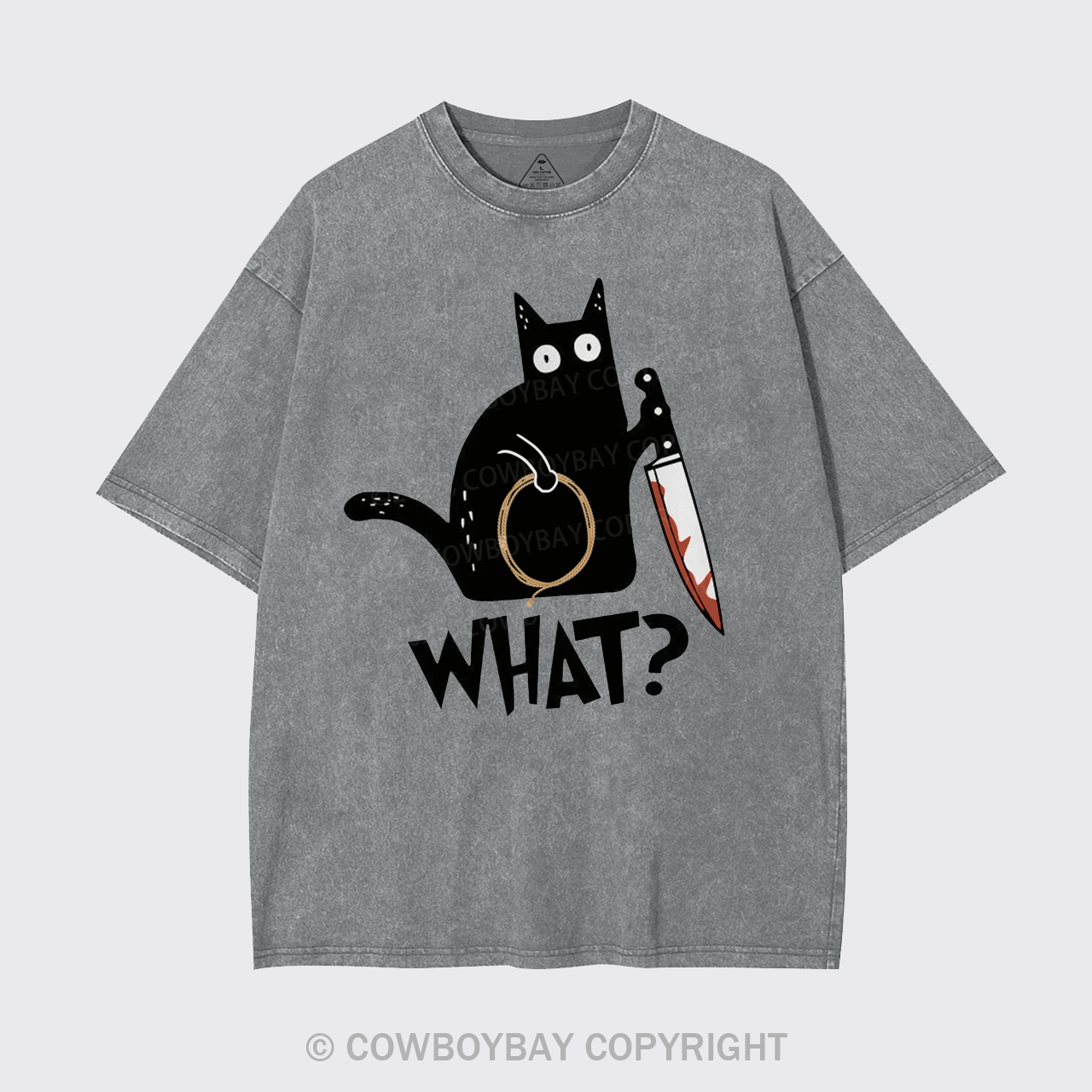 Murderous Black Cat With Knife Garment-dye Tees