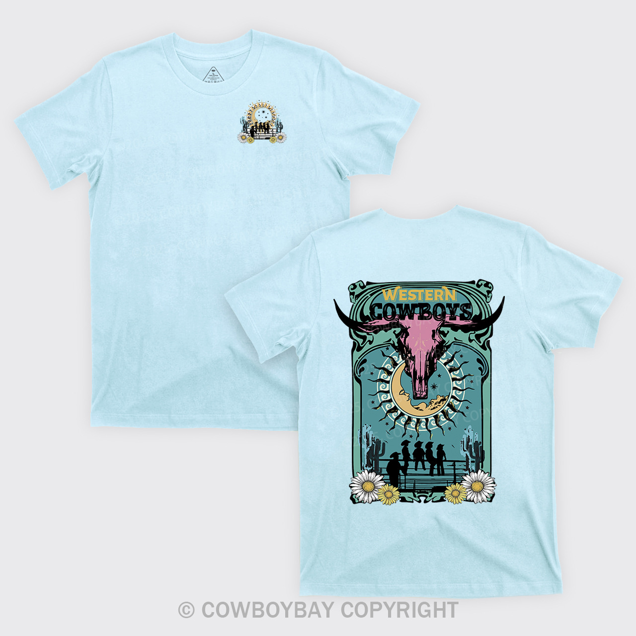Western Cow Skull Retro Cowboy T-Shirts