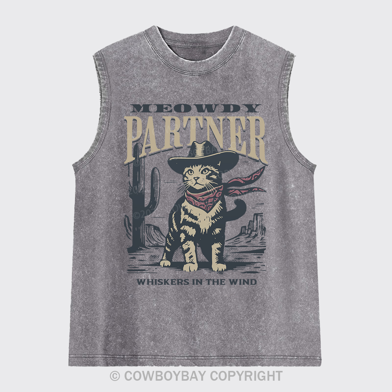 Meowdy Partner Cowboy Cat Washed Tanks