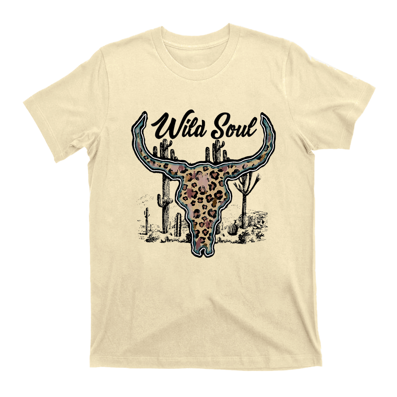 Wild Soul Leopard Printy Bull Skull T-Shirts