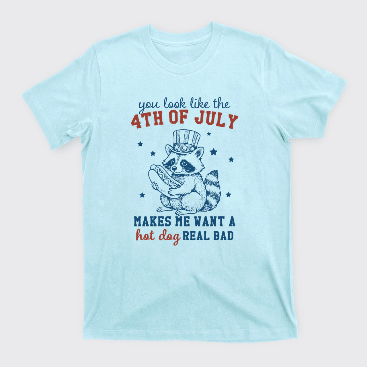 Funny Raccoon-Retro America Hot Dog T-Shirts