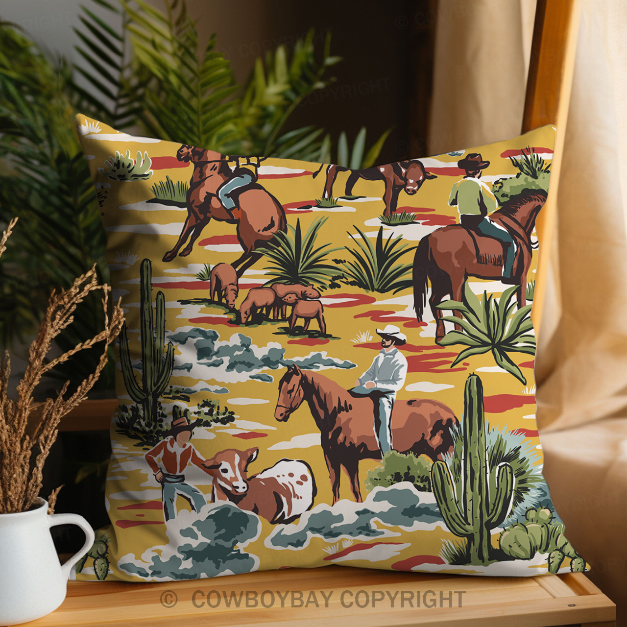 The Original Yeehaw Cowboy Pillow Cover_Yellow