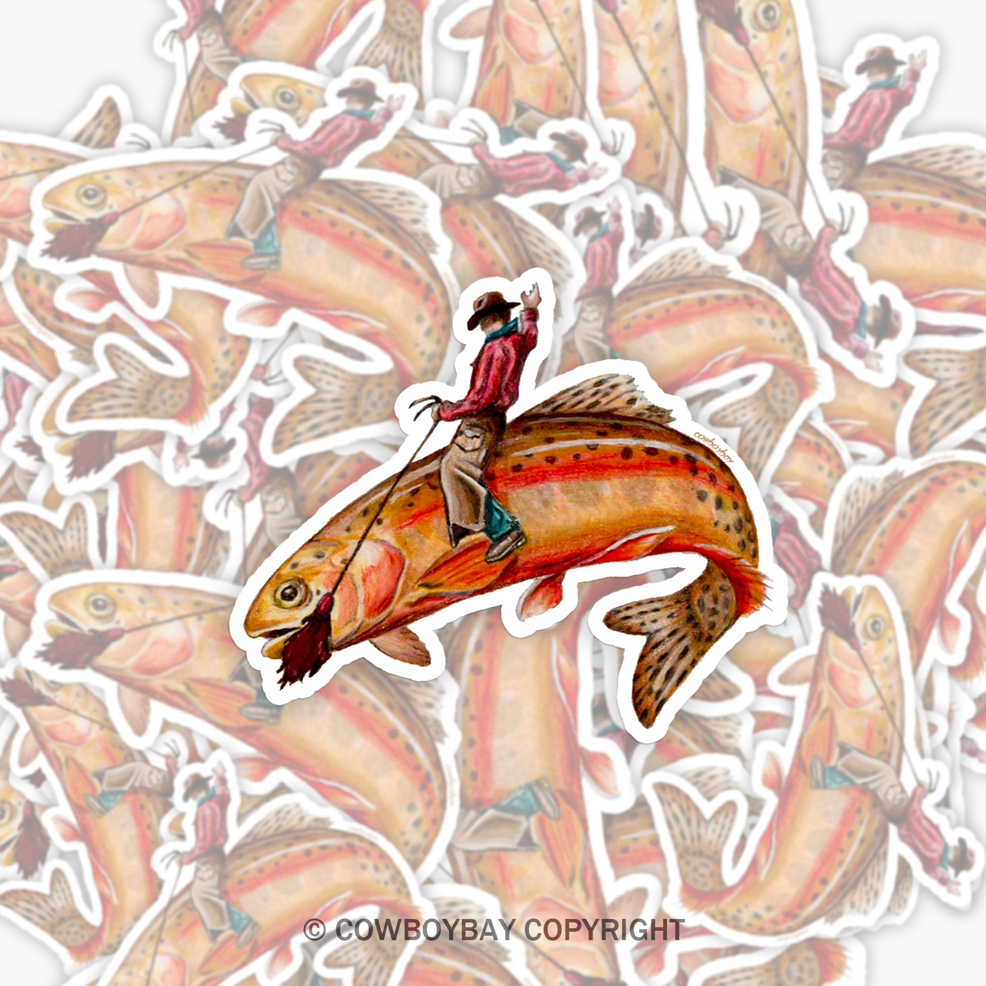 Golden Trout Cowboy Sticker 