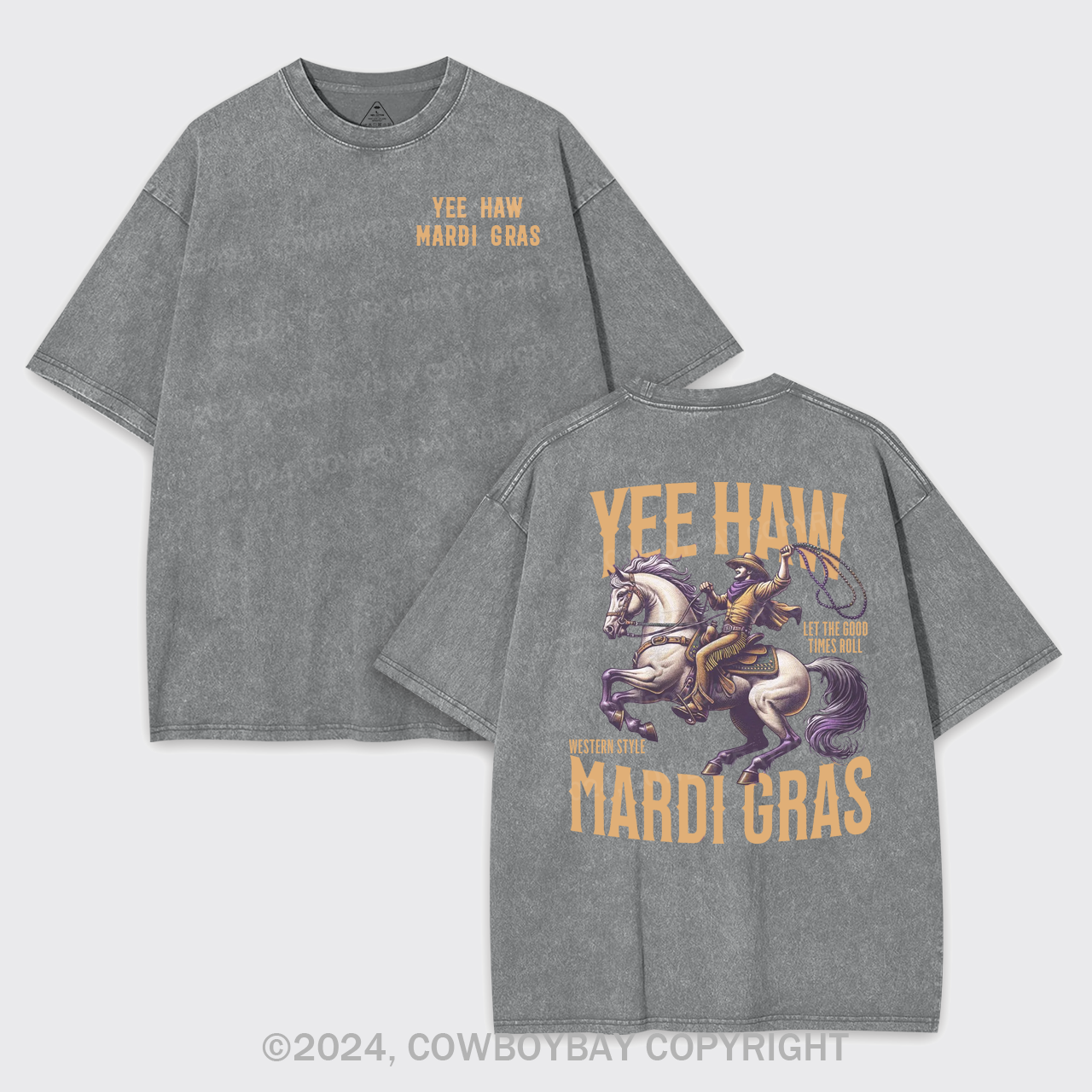Yee Haw Mardi Gras Garment-dye Tees
