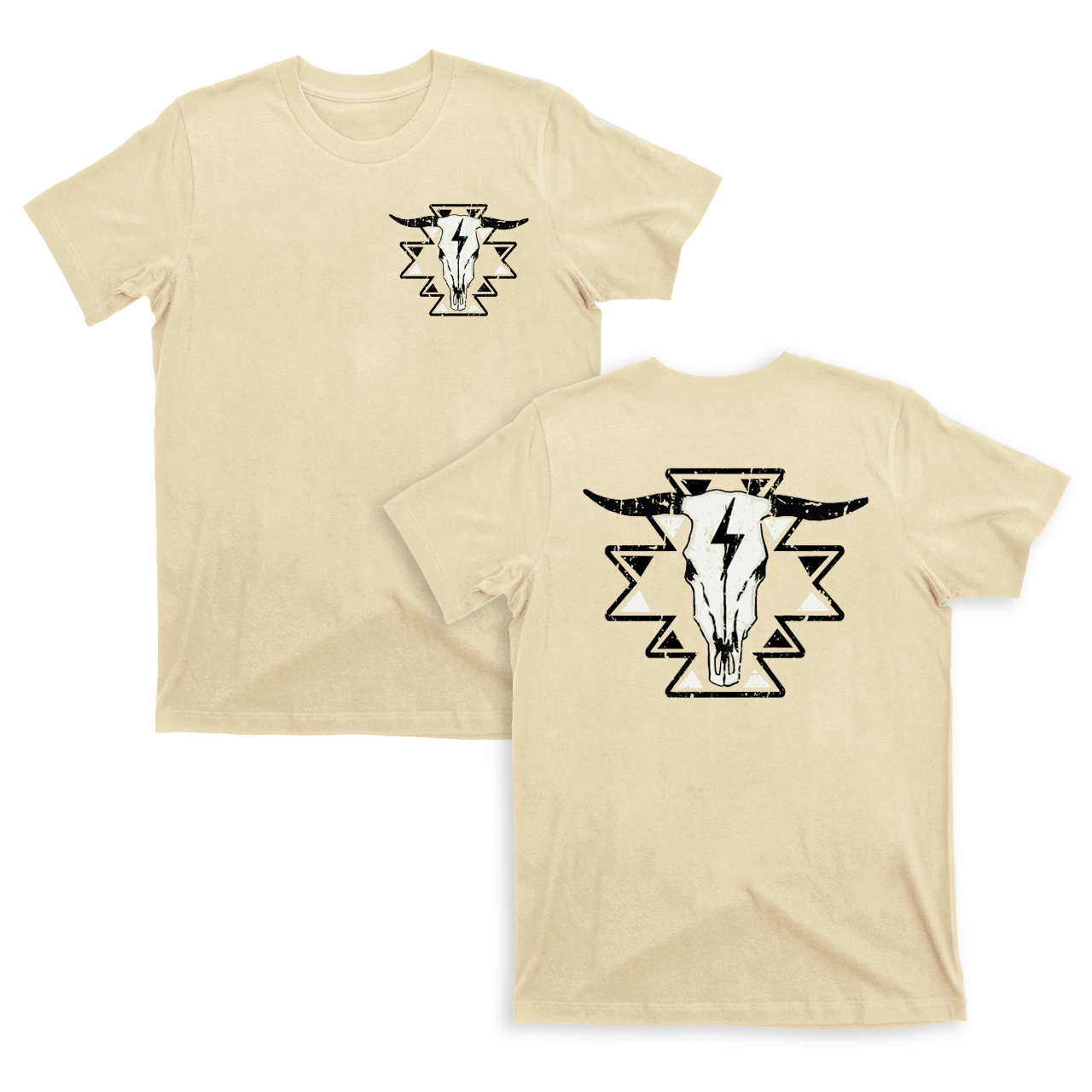Aztec Cow Skull Lightening Longhorn T-Shirts