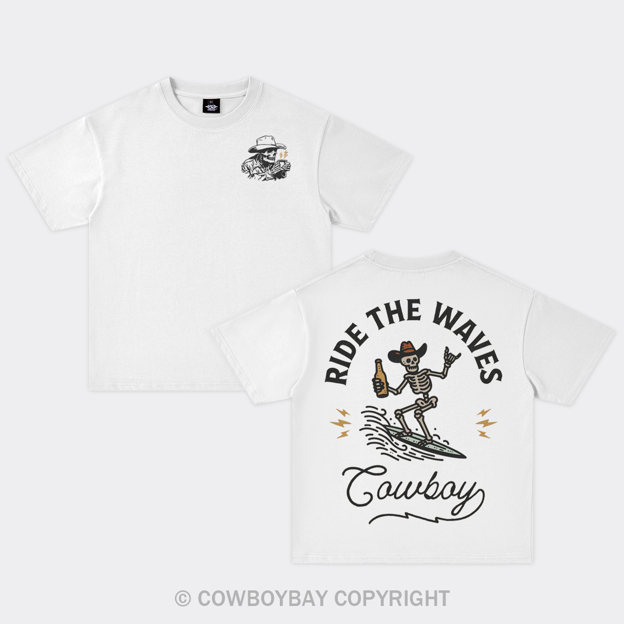 Surfing Cowboy Skeleton Oversize T-Shirts