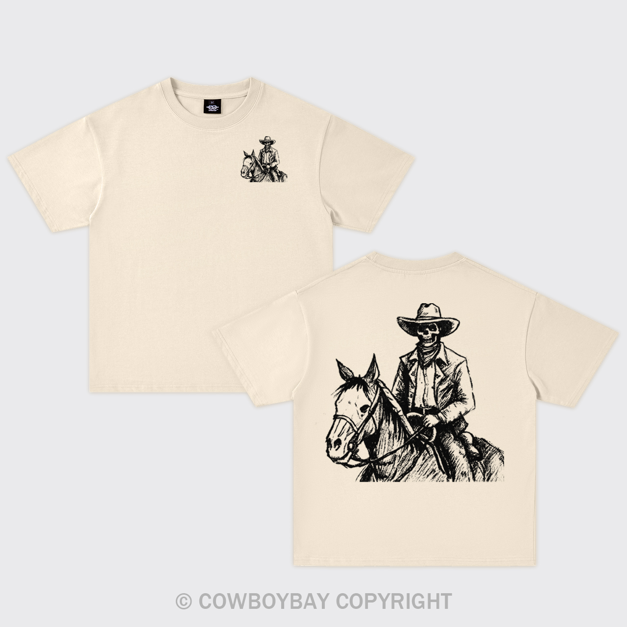 Skeleton Cowboy On Horseback Oversize T-Shirts