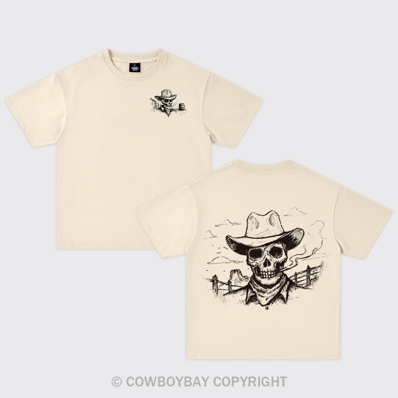 Skeleton Cowboy Smoking Oversize T-Shirts