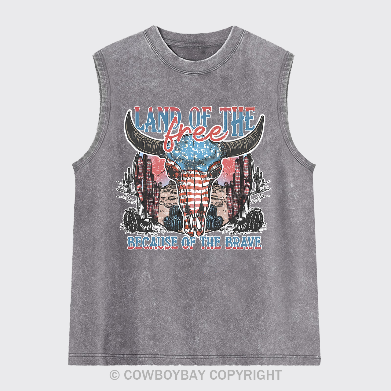 4th Of July And Cow Skull Washed Tanks