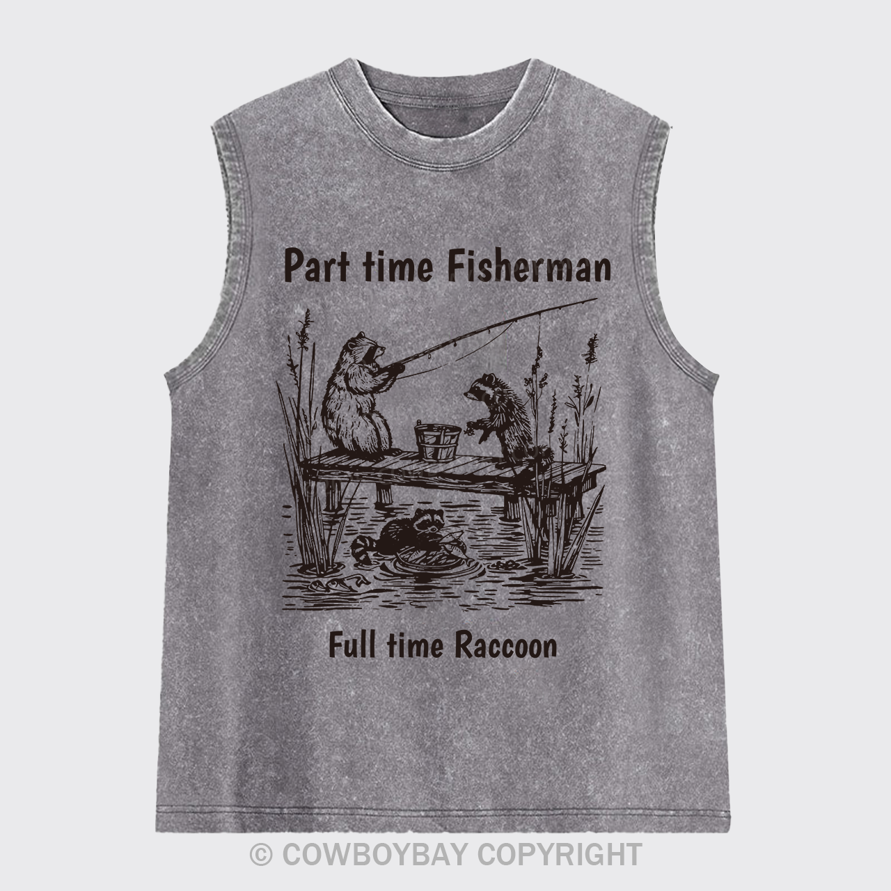 Fisherman Raccoon Washed Tanks