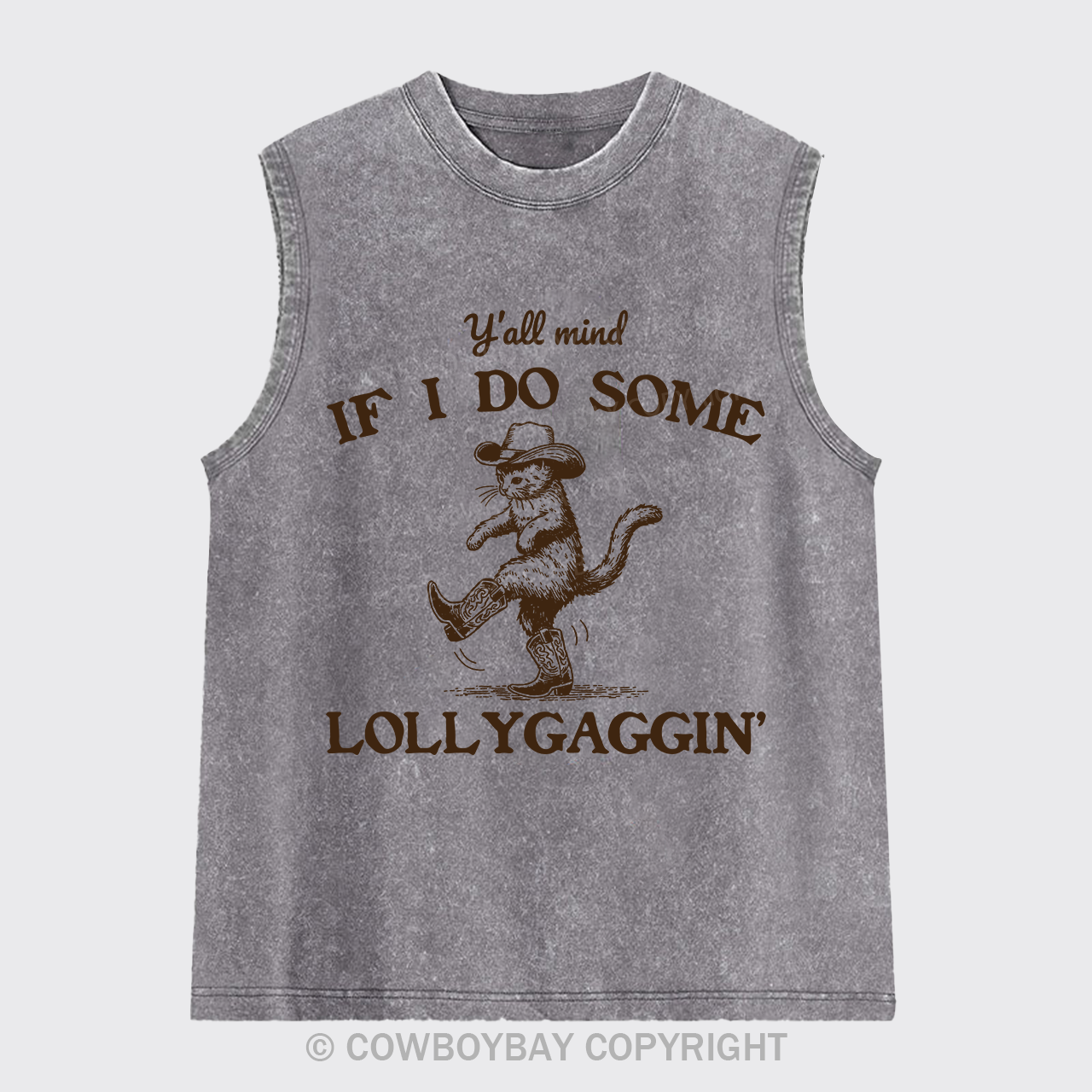Sneaky Cowboy Cat Washed Tanks