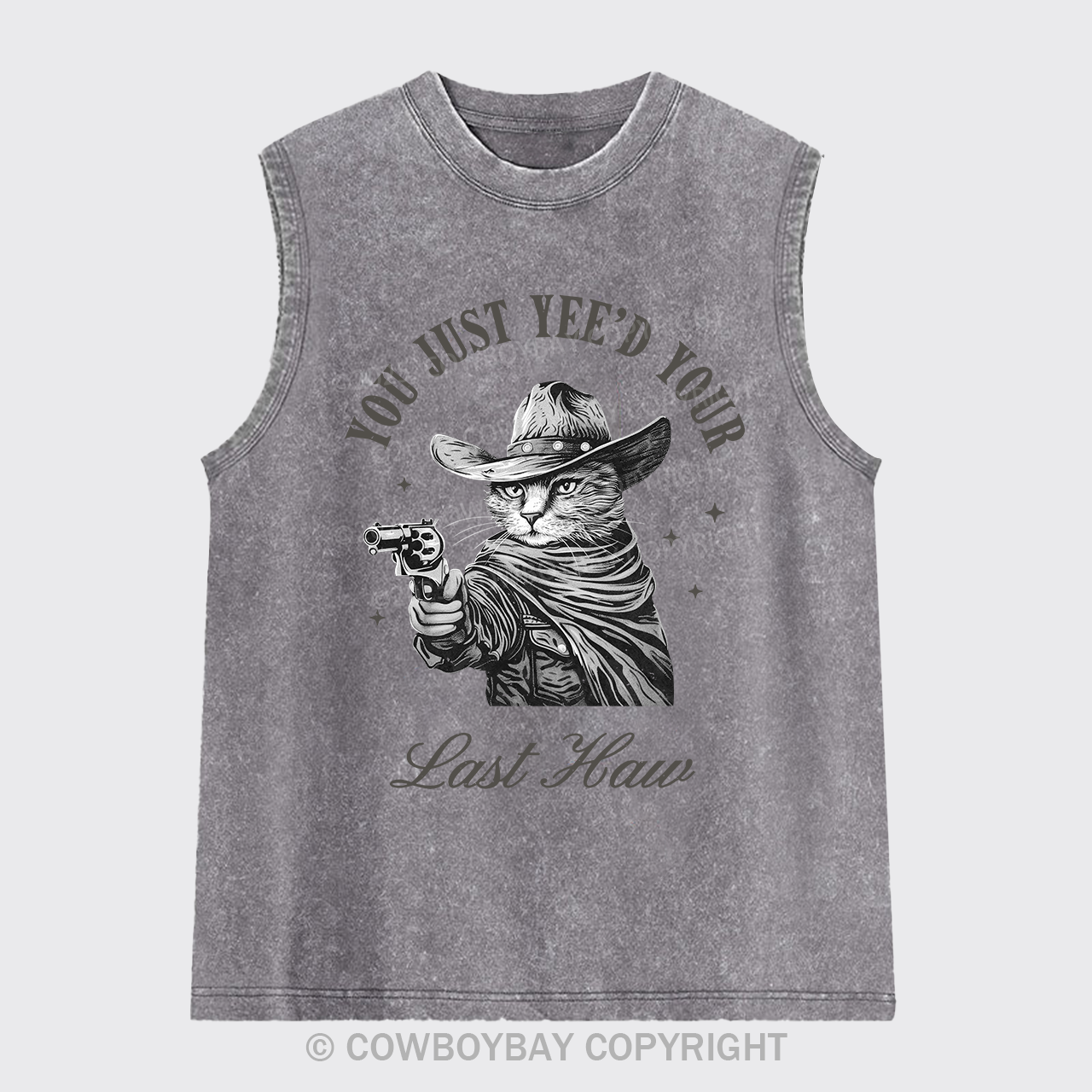 Western Cowboy Cats Love To Shoot Washed Tanks