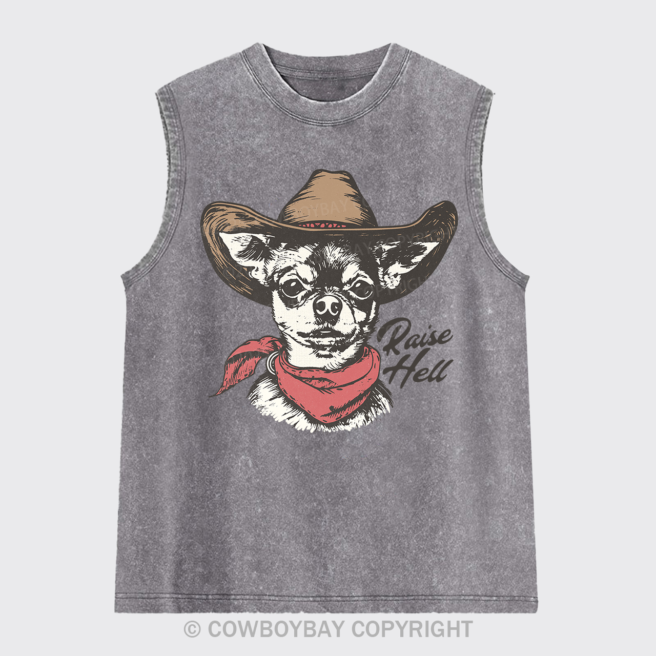 Cowboy Chihuahua,Raise Hell Washed Tanks