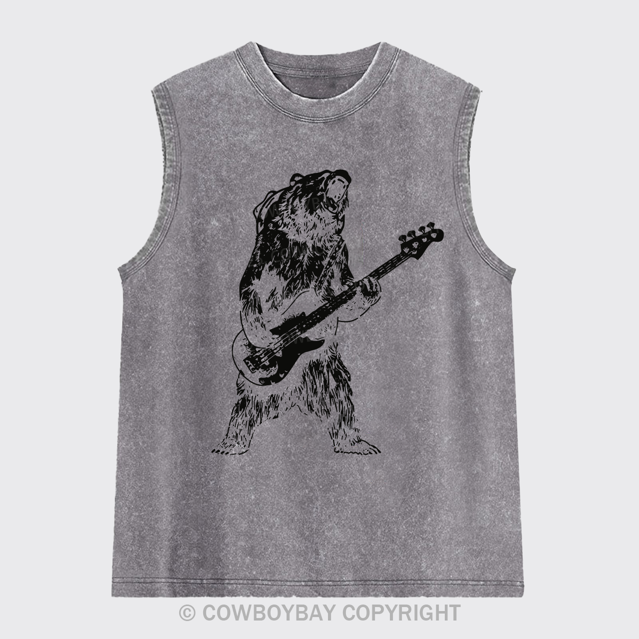 Bear Playing Bass Guitar Washed Tanks