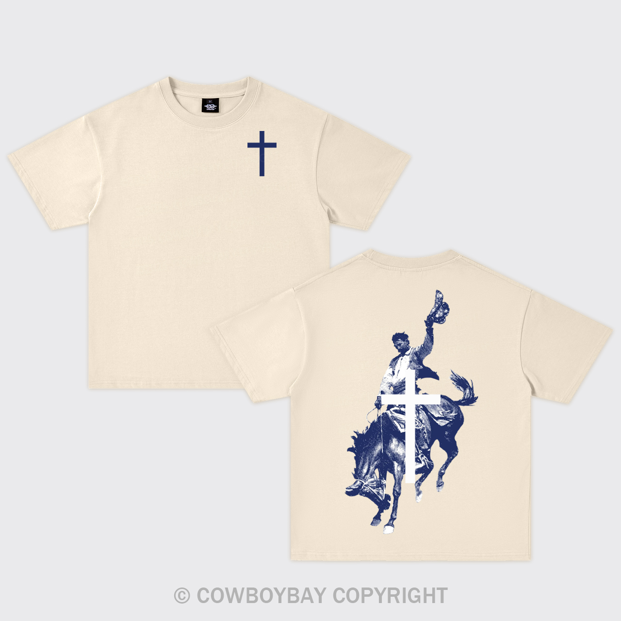 Cowboy Praying Horse Cross Oversize T-Shirts