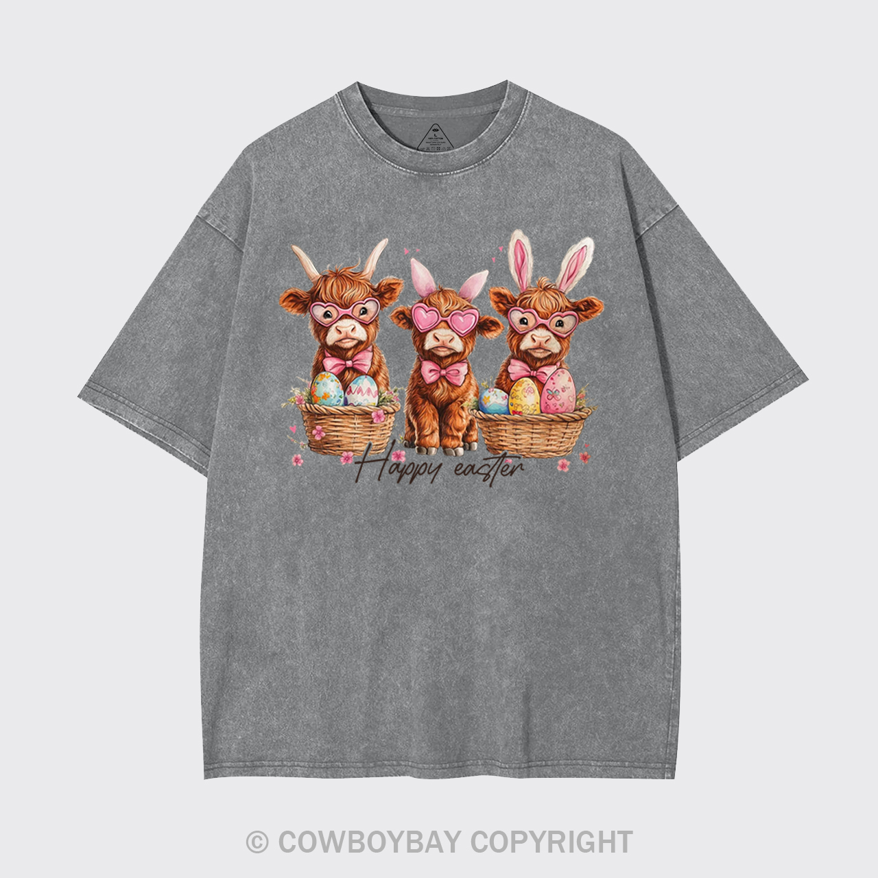 Easter Day Highland Cow Garment-dye Tees