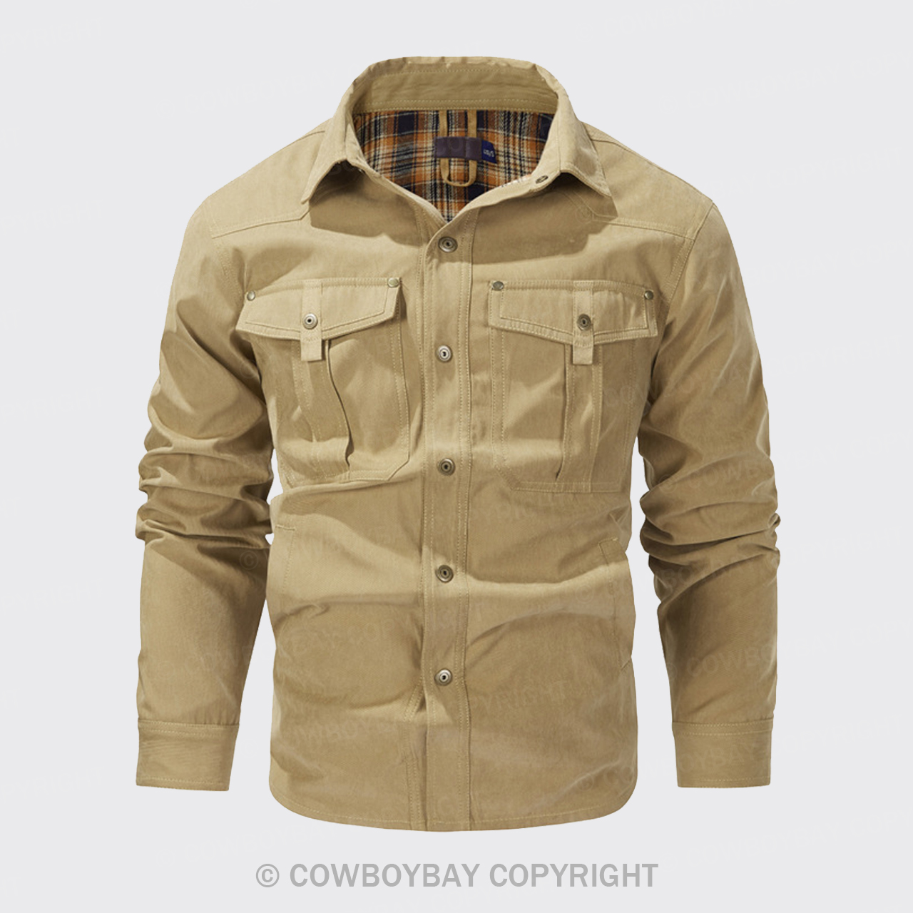 Western Solid Khaki Color Outdoor Jacket